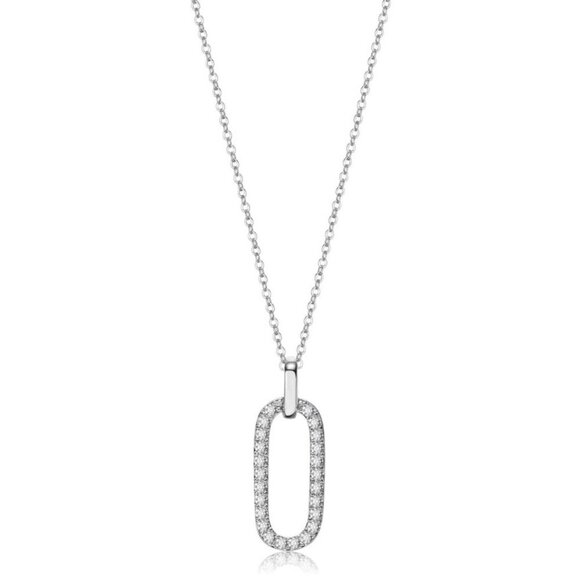 NEW Nic & Syd Gwyneth Oval Necklace Pendant Earring Set Swarovski Crystal Silver - Picture 2 of 9